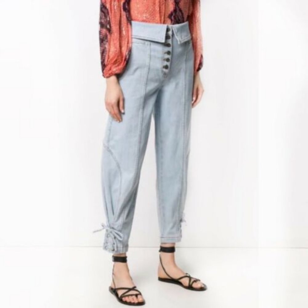 NWT Ulla Johnson Kingston High Rise Tapered Jeans Size 0 Womens Light Wa…